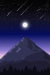 Preview wallpaper mountain, night, landscape, art, vector
