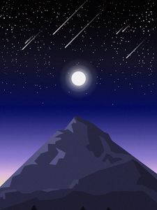 Preview wallpaper mountain, night, landscape, art, vector