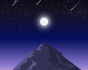 Preview wallpaper mountain, night, landscape, art, vector