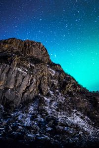 Preview wallpaper mountain, night, northern lights, starry sky, nature