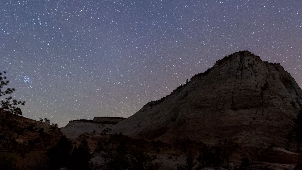 Wallpaper mountain, night, stars, dark, landscape