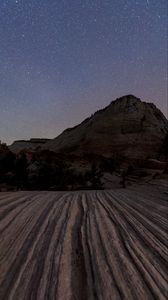 Preview wallpaper mountain, night, stars, dark, landscape