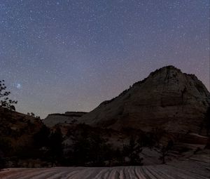 Preview wallpaper mountain, night, stars, dark, landscape