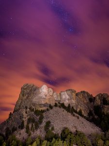 Preview wallpaper mountain, peak, bas-relief, night, starry sky, rushmore, usa