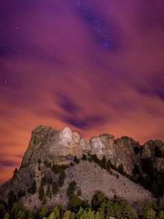 240x320 Wallpaper mountain, peak, bas-relief, night, starry sky, rushmore, usa