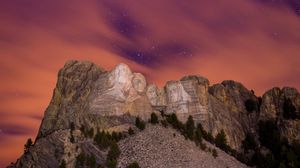 Preview wallpaper mountain, peak, bas-relief, night, starry sky, rushmore, usa