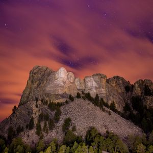 Preview wallpaper mountain, peak, bas-relief, night, starry sky, rushmore, usa