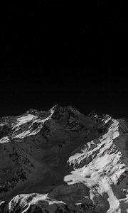 Preview wallpaper mountain, peak, bw, dark, night