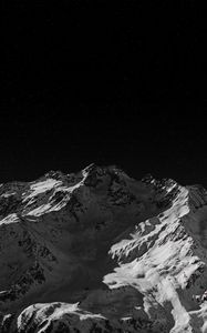 Preview wallpaper mountain, peak, bw, dark, night