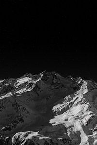 Preview wallpaper mountain, peak, bw, dark, night