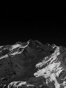 Preview wallpaper mountain, peak, bw, dark, night