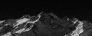 Preview wallpaper mountain, peak, bw, dark, night