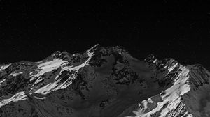 Preview wallpaper mountain, peak, bw, dark, night