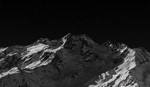 Preview wallpaper mountain, peak, bw, dark, night