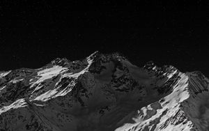 Preview wallpaper mountain, peak, bw, dark, night