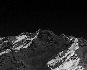 Preview wallpaper mountain, peak, bw, dark, night