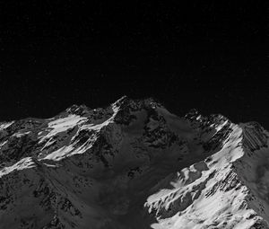 Preview wallpaper mountain, peak, bw, dark, night