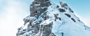 Preview wallpaper mountain, peak, climber, slope, snowy