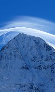 Preview wallpaper mountain, peak, cloud, snow, snowy