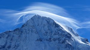 Preview wallpaper mountain, peak, cloud, snow, snowy