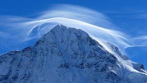 Preview wallpaper mountain, peak, cloud, snow, snowy