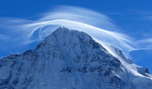 Preview wallpaper mountain, peak, cloud, snow, snowy