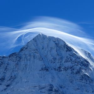 Preview wallpaper mountain, peak, cloud, snow, snowy