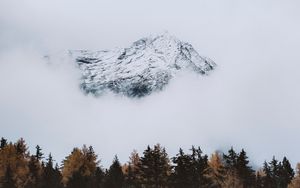 Preview wallpaper mountain, peak, cloud, trees