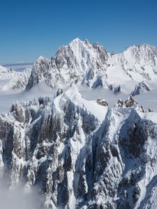 Preview wallpaper mountain, peak, clouds, fog, mountain range, mountain peak