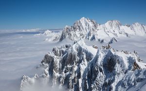 Preview wallpaper mountain, peak, clouds, fog, mountain range, mountain peak