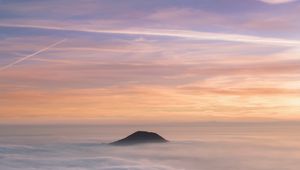 Preview wallpaper mountain, peak, clouds, sky, moon, stars