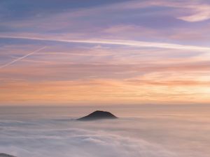 Preview wallpaper mountain, peak, clouds, sky, moon, stars