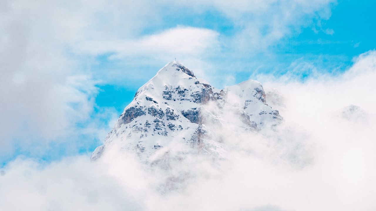 Wallpaper mountain, peak, clouds, height