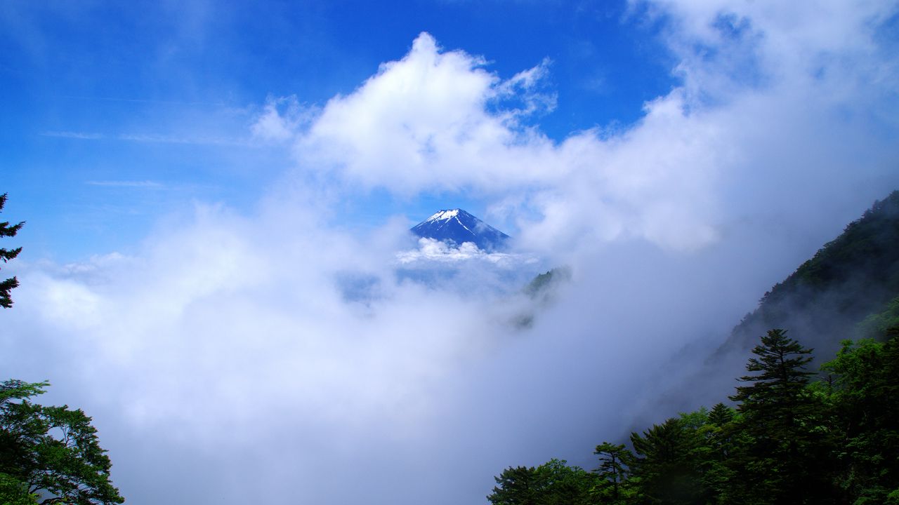 Wallpaper mountain, peak, clouds, height, landscape