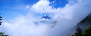 Preview wallpaper mountain, peak, clouds, height, landscape