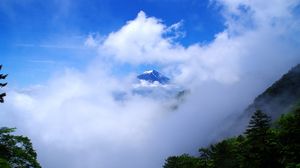 Preview wallpaper mountain, peak, clouds, height, landscape