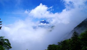 Preview wallpaper mountain, peak, clouds, height, landscape