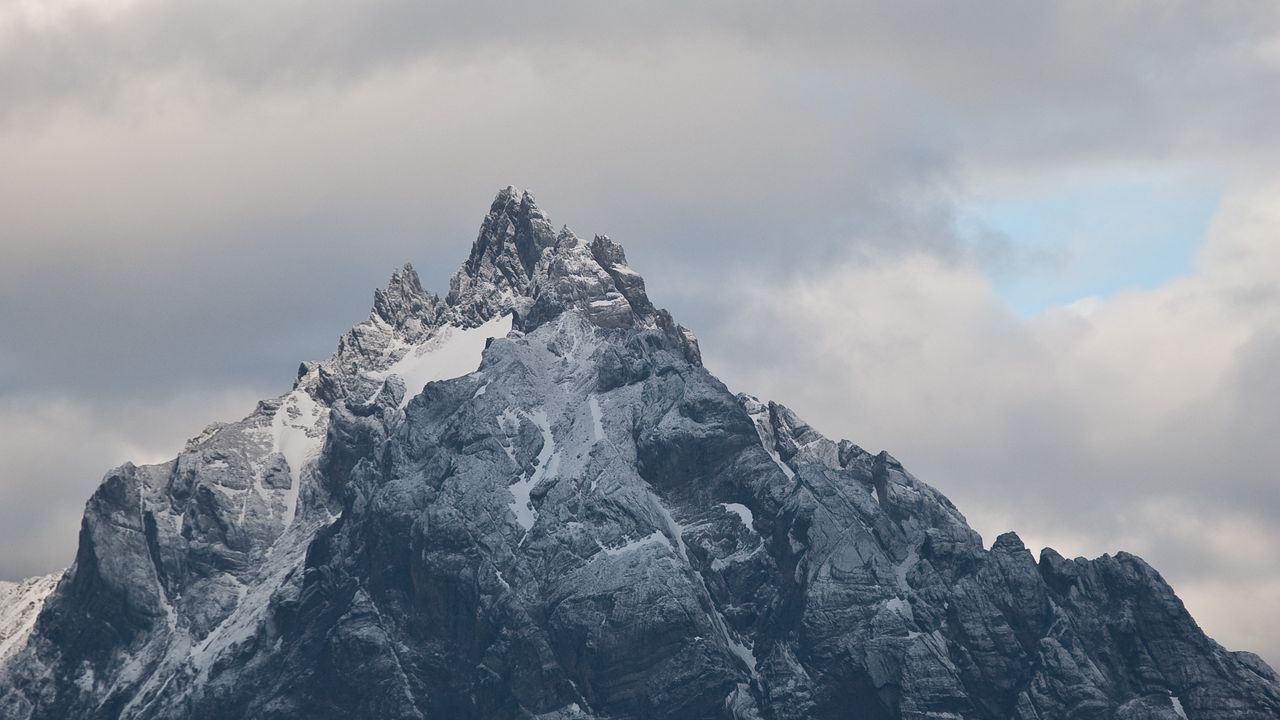 Wallpaper mountain, peak, clouds, landscape