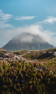 Preview wallpaper mountain, peak, clouds, vegetation, landscape