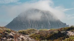 Preview wallpaper mountain, peak, clouds, vegetation, landscape