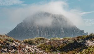 Preview wallpaper mountain, peak, clouds, vegetation, landscape