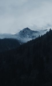 Preview wallpaper mountain, peak, clouds, trees, landscape