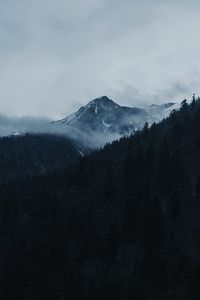Preview wallpaper mountain, peak, clouds, trees, landscape