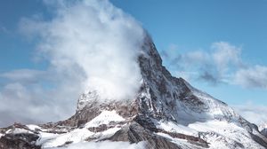 Preview wallpaper mountain, peak, clouds, snow
