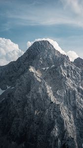 Preview wallpaper mountain, peak, clouds, gray