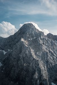 Preview wallpaper mountain, peak, clouds, gray