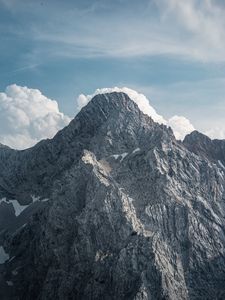 Preview wallpaper mountain, peak, clouds, gray
