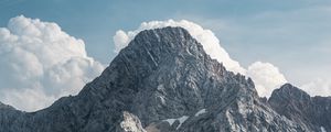 Preview wallpaper mountain, peak, clouds, gray