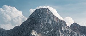 Preview wallpaper mountain, peak, clouds, gray