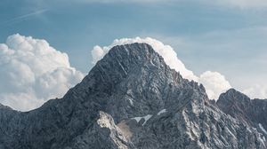Preview wallpaper mountain, peak, clouds, gray